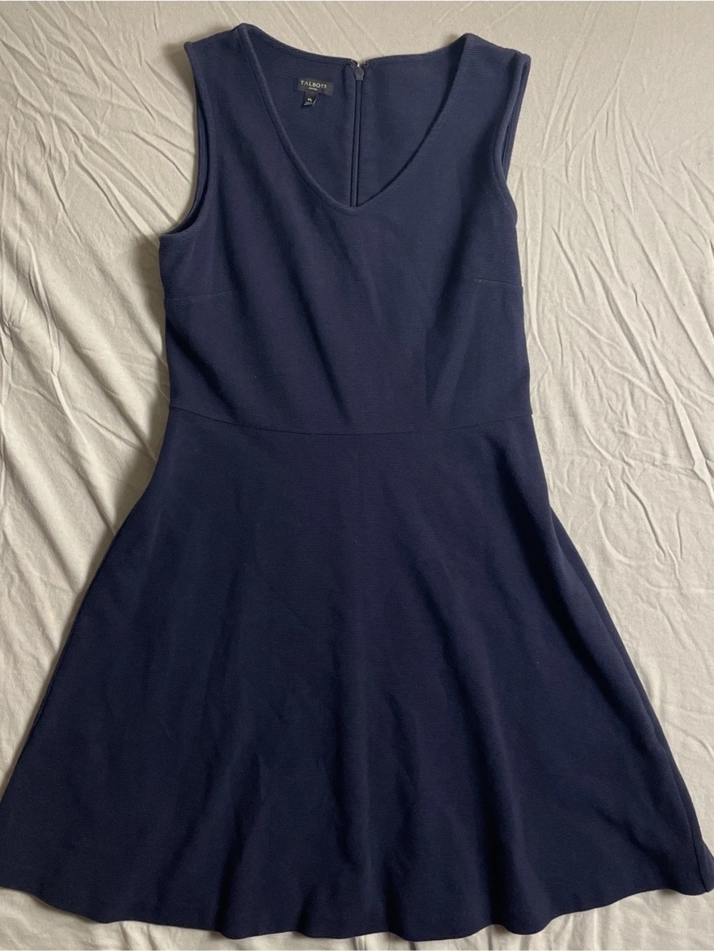 Talbots Navy Sleeveless V-Neck Fit & Flare Dress
